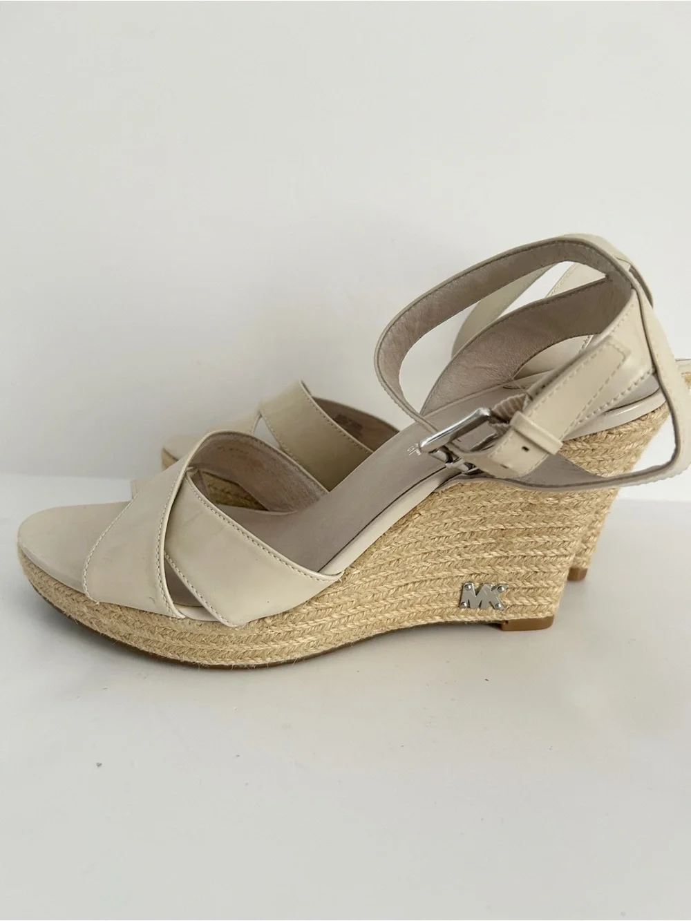 Muchael Kors Kami Leather Espadrille Wedge Sandsls Size 10